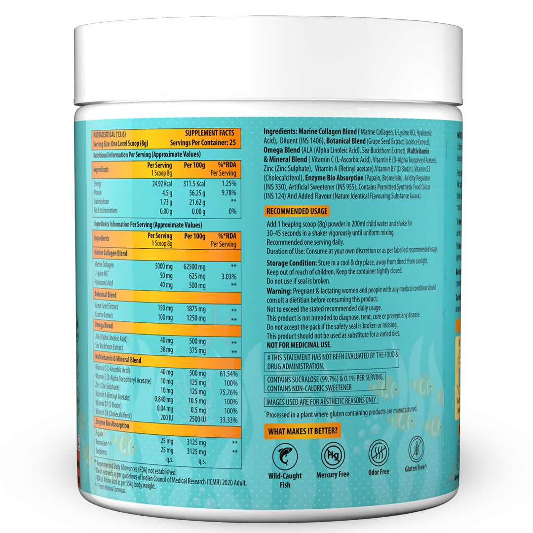 Naturyz Marine Collagen Skin X5 Power For Women & Men (Guava Flavour)