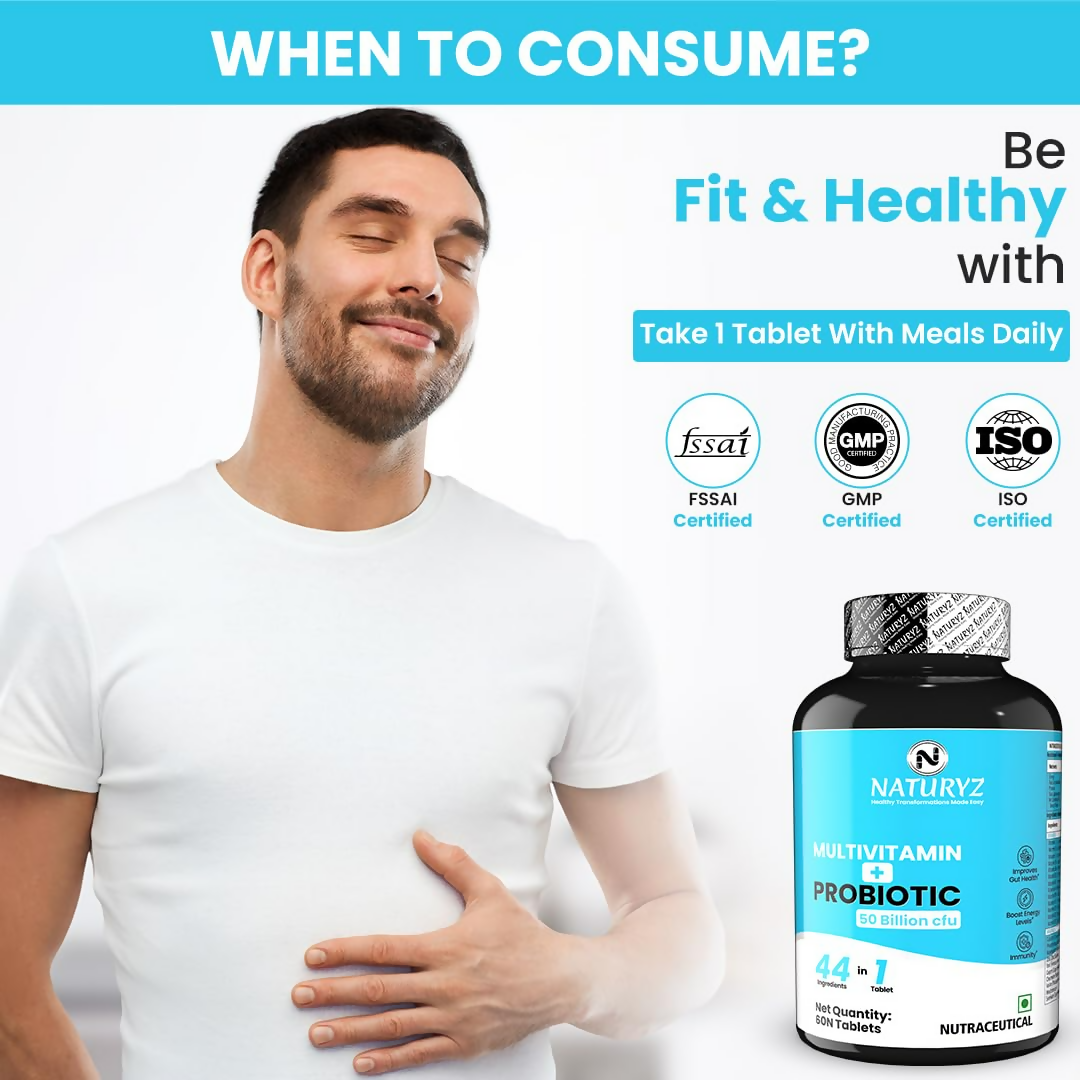 Naturyz Highest Strength Daily Multivitamin With 50 Billion Cfu Pre-Probiotics Tablets