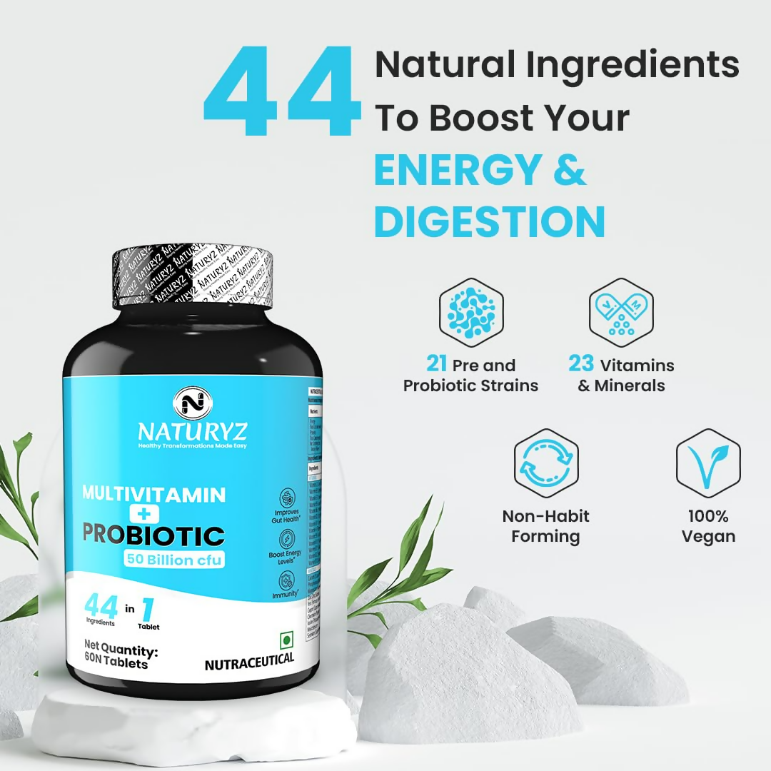 Naturyz Highest Strength Daily Multivitamin With 50 Billion Cfu Pre-Probiotics Tablets