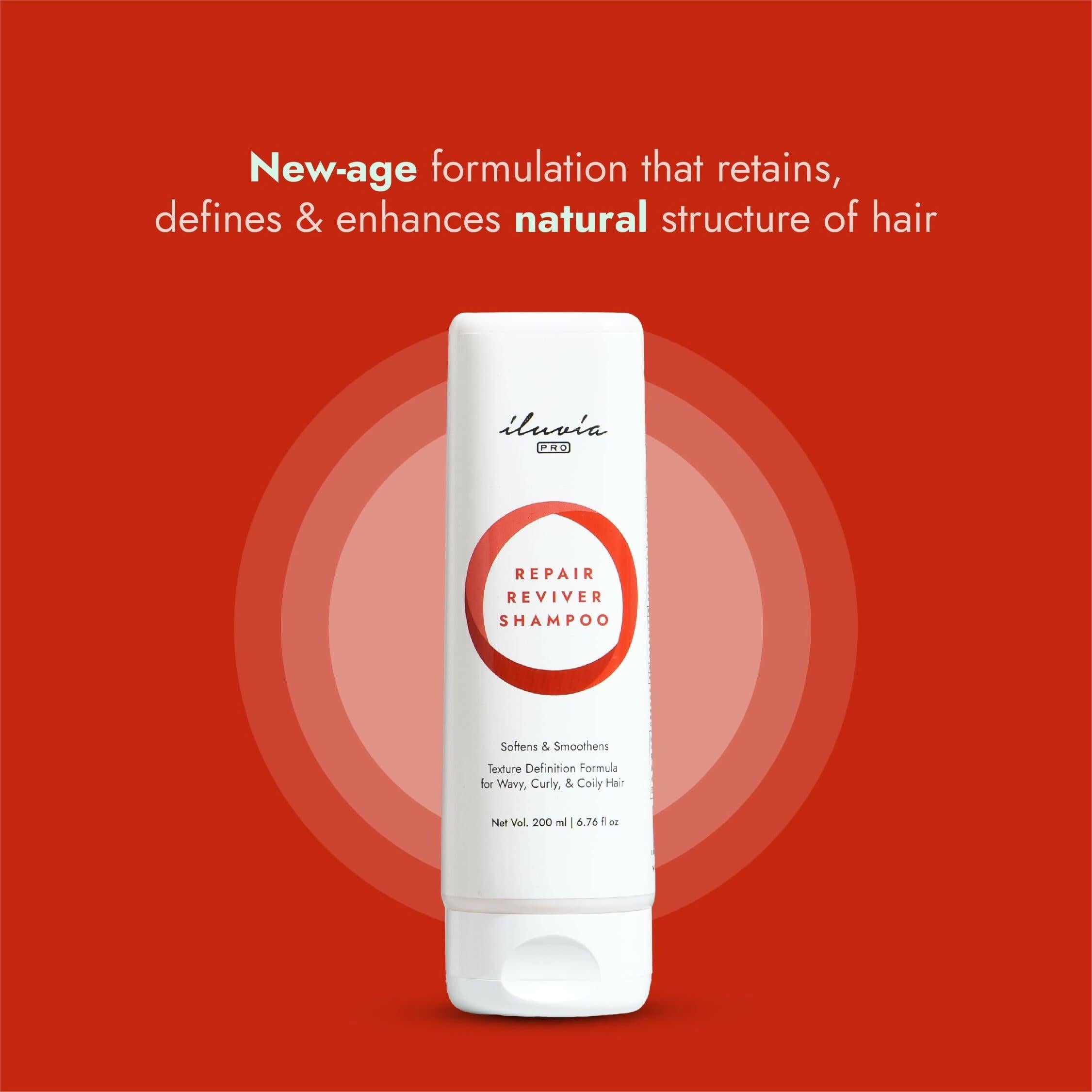 iluvia Curly & Wavy Hair - Repair Reviver Shampoo for Natural Definition