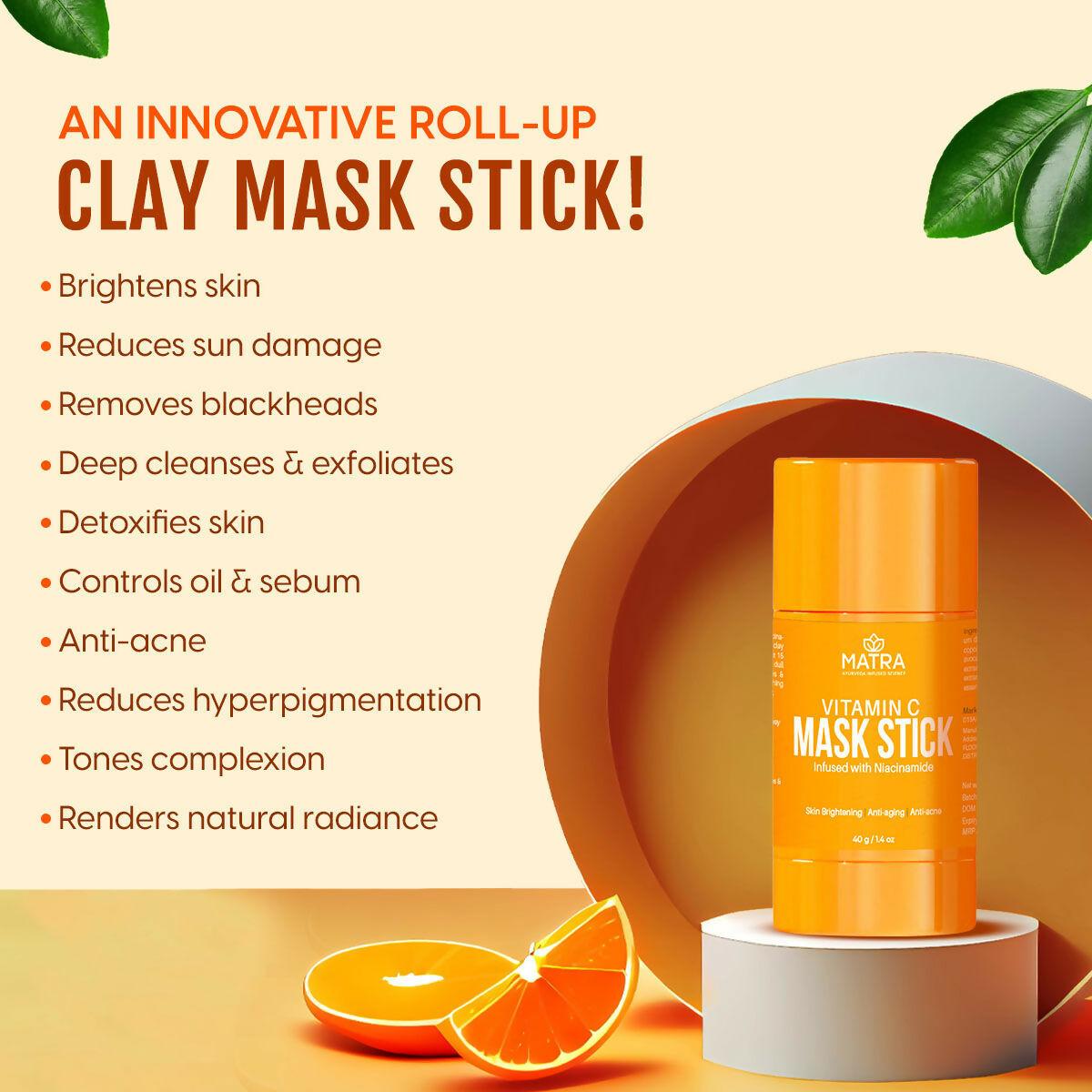 Matra Vitamin C Face Mask Stick Infused With Niacinamide For Anti-Aging, Skin Brightening & Anti-Acne