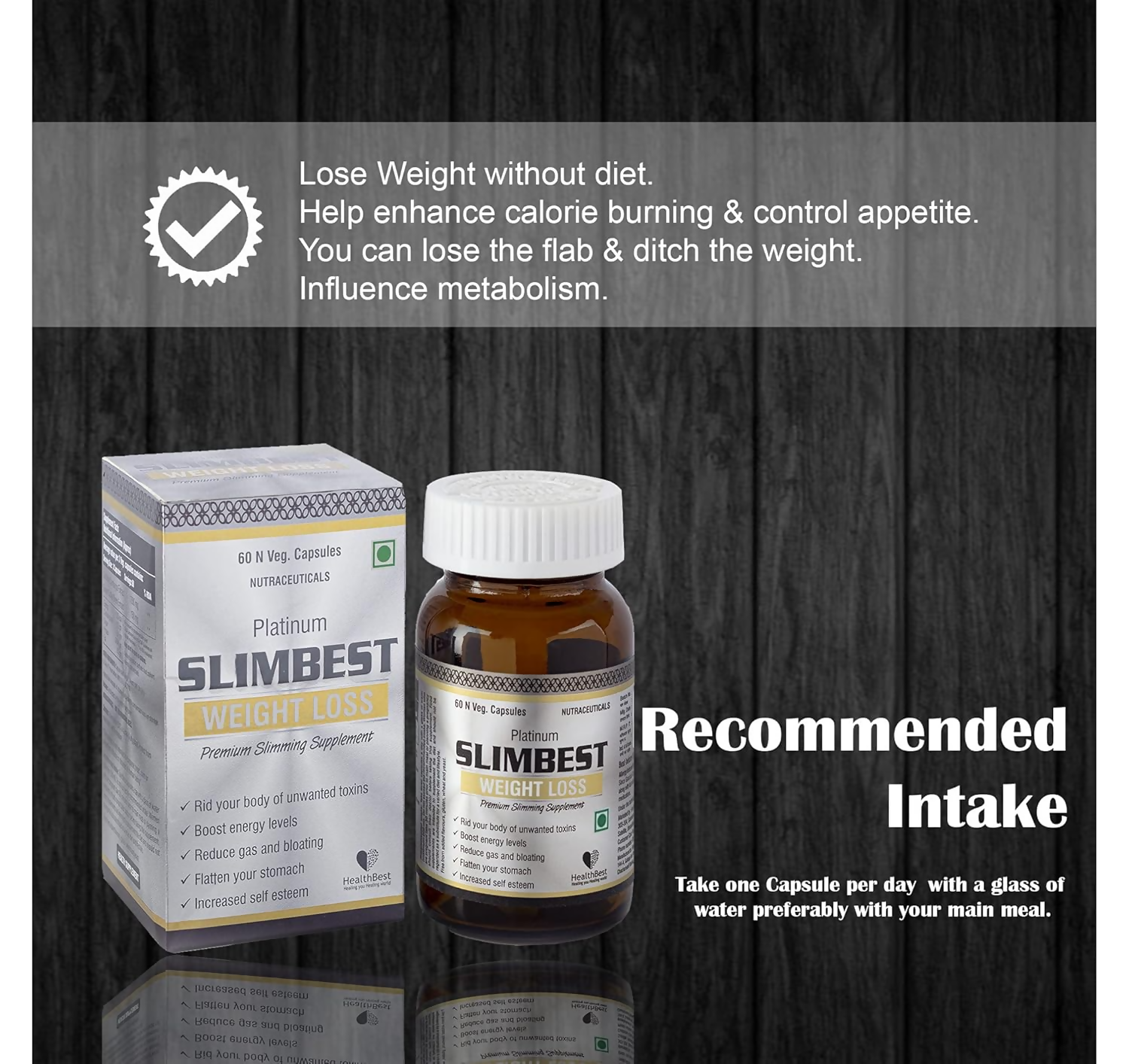 HealthBest Garcinia Cambogia & Green Coffee Bean Extract - Weight Loss Capsules