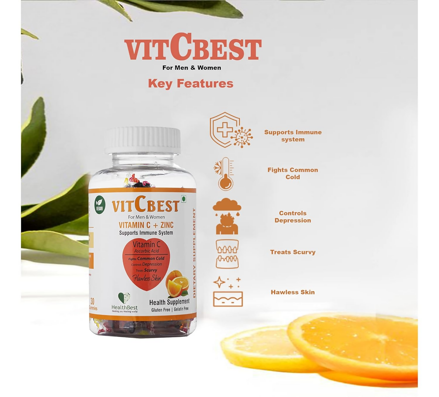HealthBest VitCbest Vitamin C + Zinc Gummies