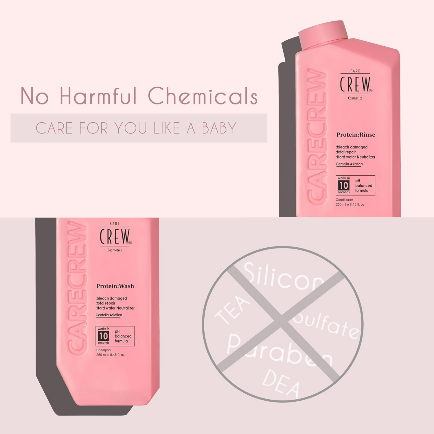 Care Crew Cosmetics Pure Protein Wash Smoothening Shampoo