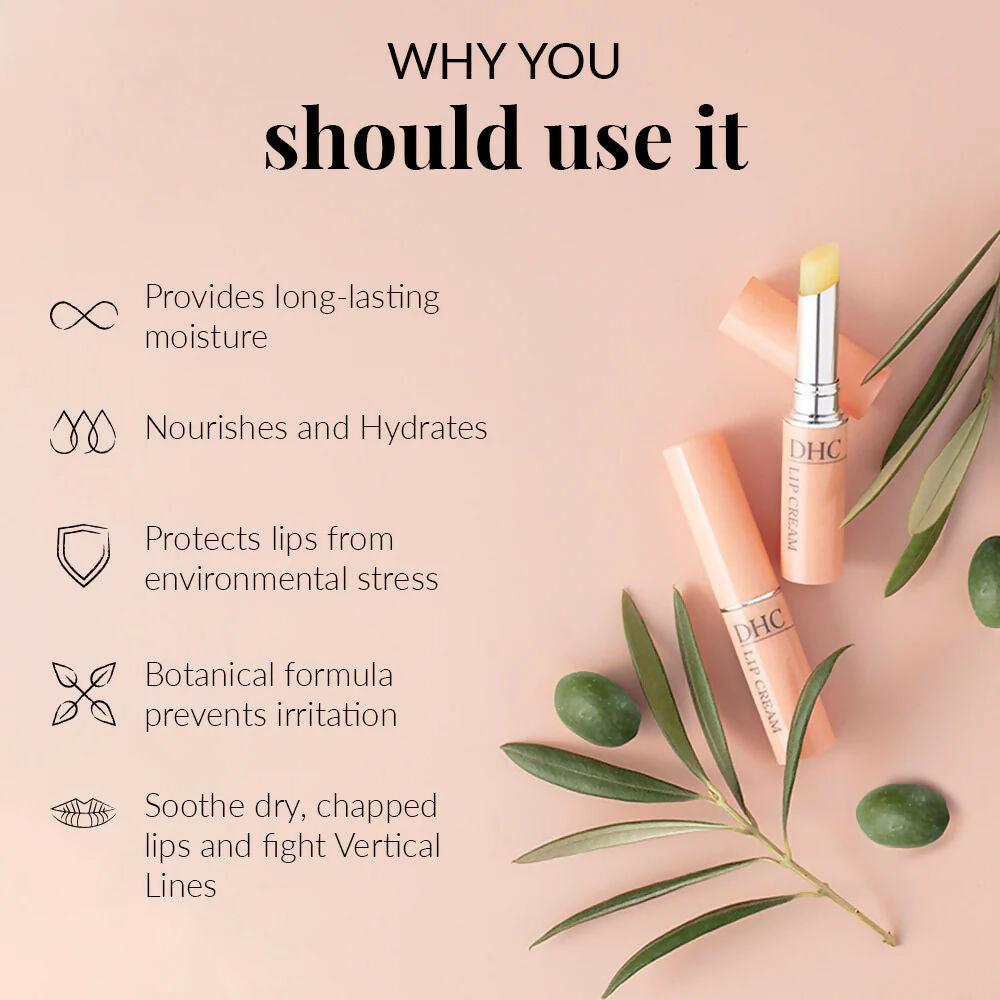 DHC Beauty Lip Cream (Lip Balm) For Dry Chapped Lips - Day Long Moisturizing Lip Mask