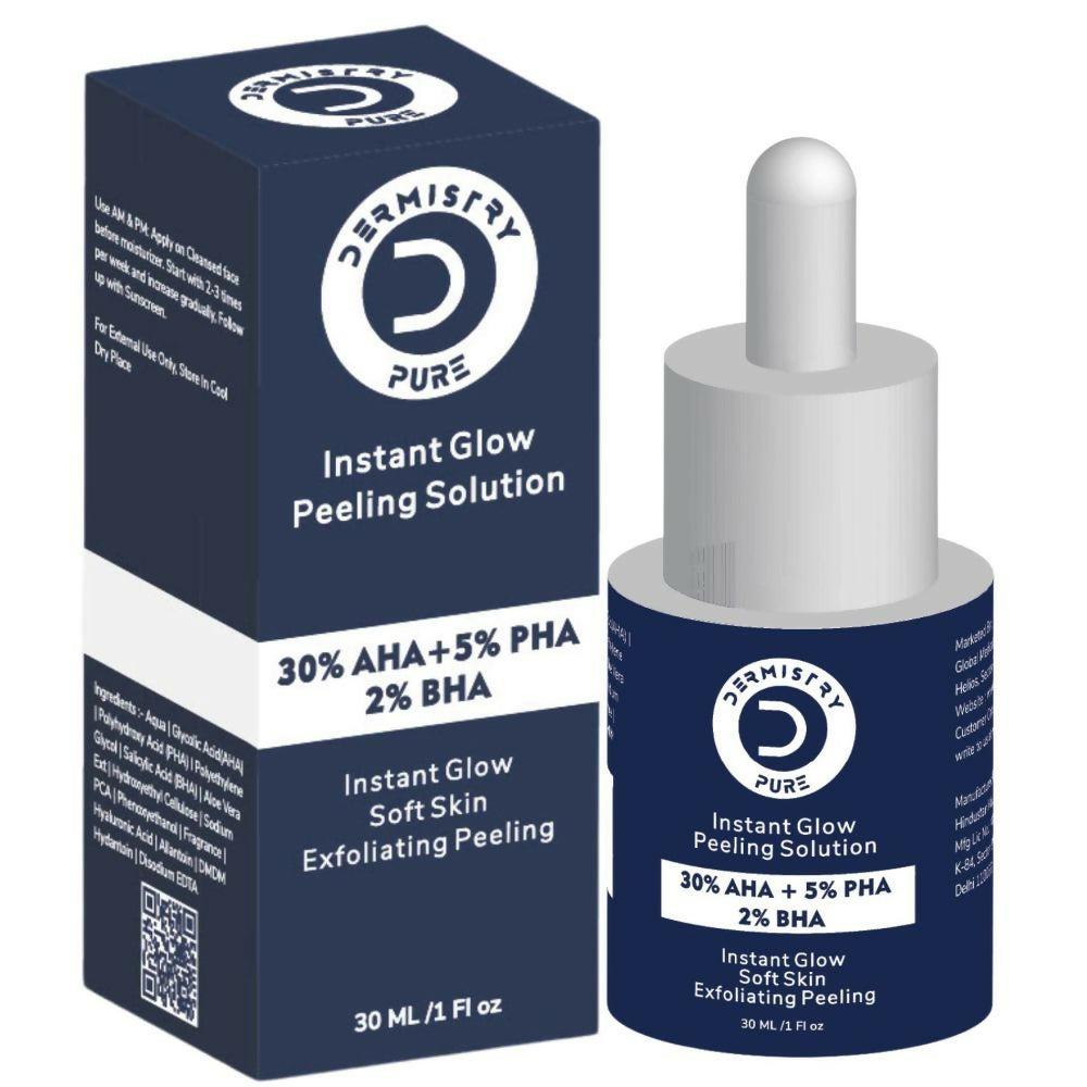 Dermistry Pure 30% AHA 5% PHA 2% BHA Peeling Exfoliating Solution Instant Bright Glow Fairness Serum
