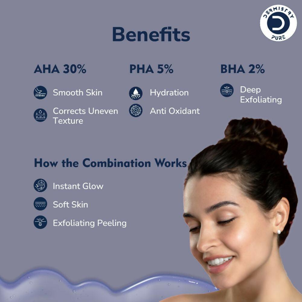 Dermistry Pure 30% AHA 5% PHA 2% BHA Peeling Exfoliating Solution Instant Bright Glow Fairness Serum
