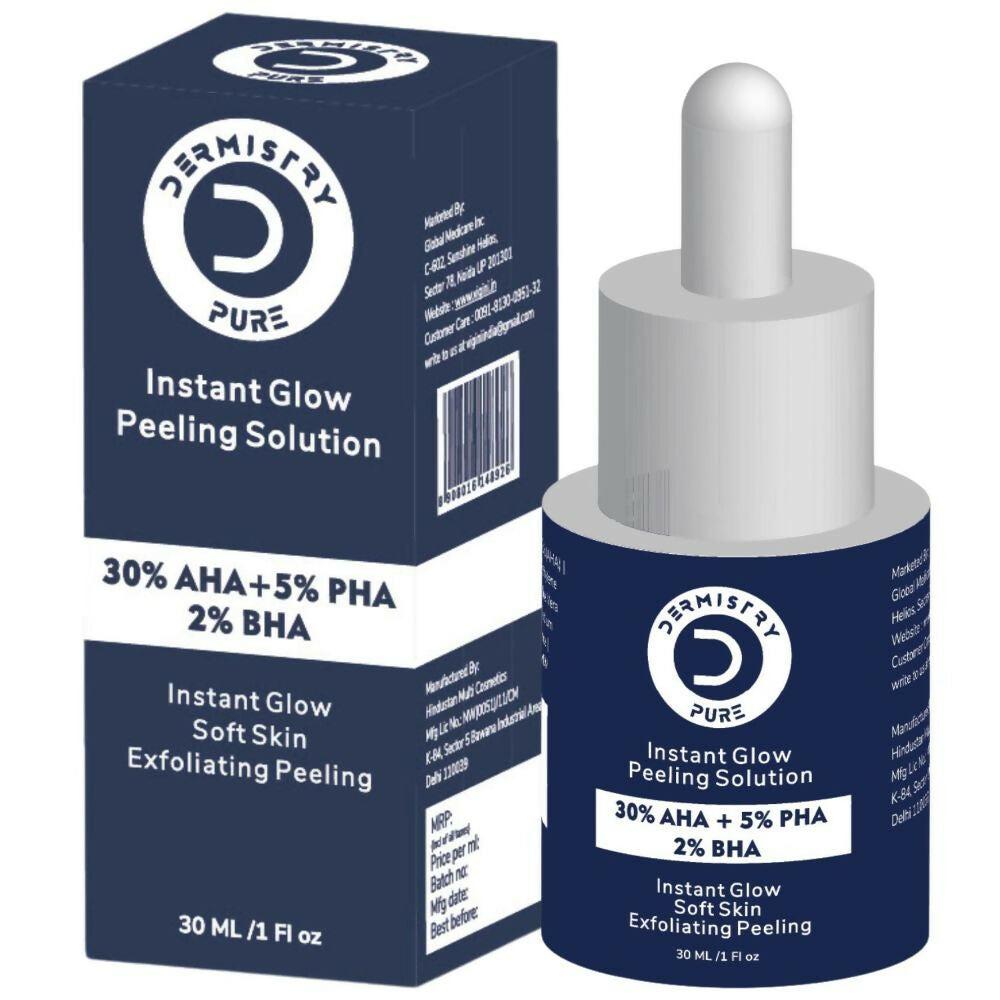 Dermistry Pure 30% AHA 5% PHA 2% BHA Peeling Exfoliating Solution Instant Bright Glow Fairness Serum