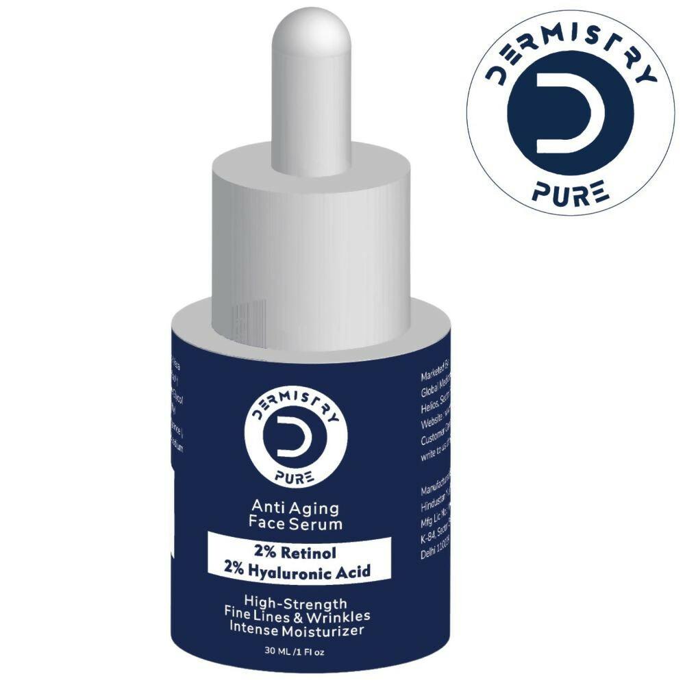 Dermistry Pure 2% Retinol 2% Hyaluronic Acid Anti Aging Moisturizer Fine Lines Wrinkles Face Serum