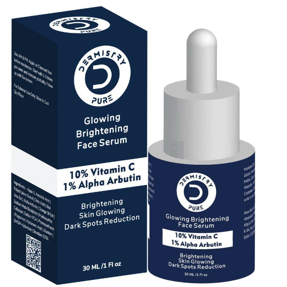 Dermistry Pure 10% Vitamin C 1% Alpha Arbutin Dull Skin Brightening Lightening Fairness Glow Serum