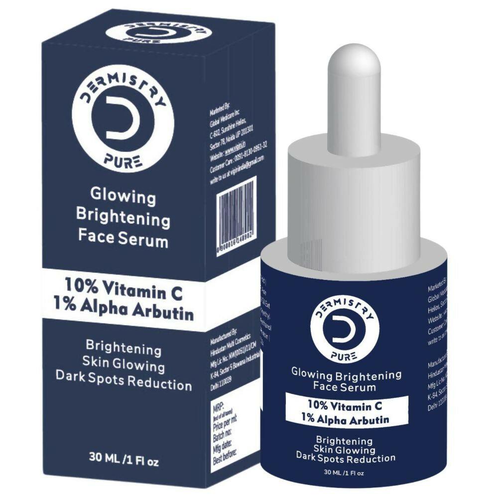 Dermistry Pure 10% Vitamin C 1% Alpha Arbutin Dull Skin Brightening Lightening Fairness Glow Serum