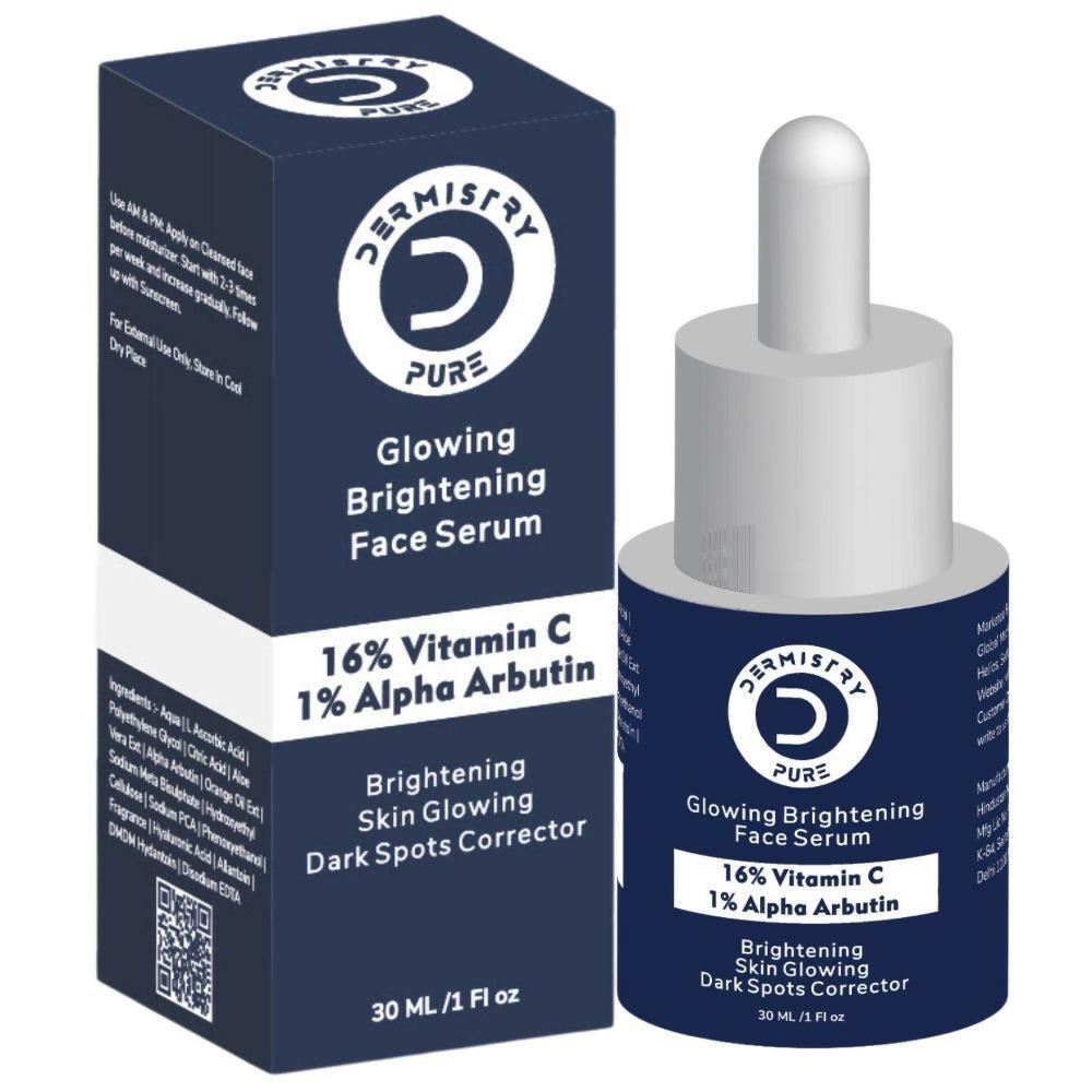 Dermistry Pure 16% Vitamin C 1% Alpha Arbutin Skin Light Bright Glowing Spot Corrector Face Serum