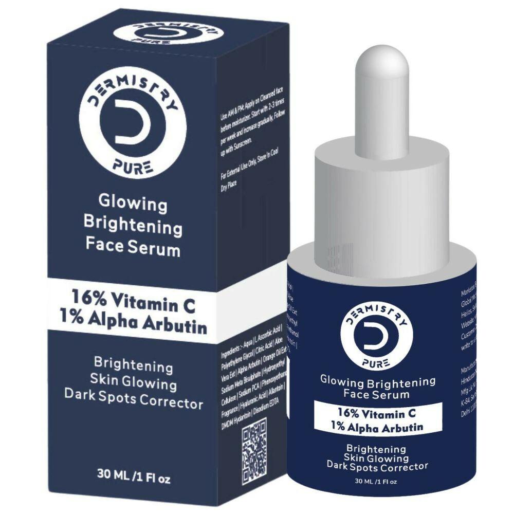 Dermistry Pure 16% Vitamin C 1% Alpha Arbutin Skin Light Bright Glowing Spot Corrector Face Serum