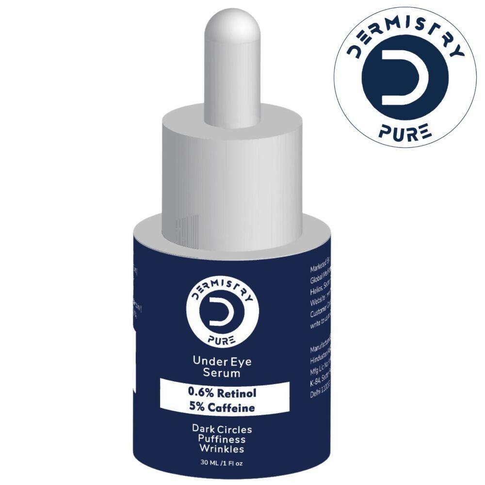 Dermistry Pure 0.6% Retinol 5% Caffeine Under Eye Serum Puffiness Fine Line Wrinkles Puffy Dark Eyes