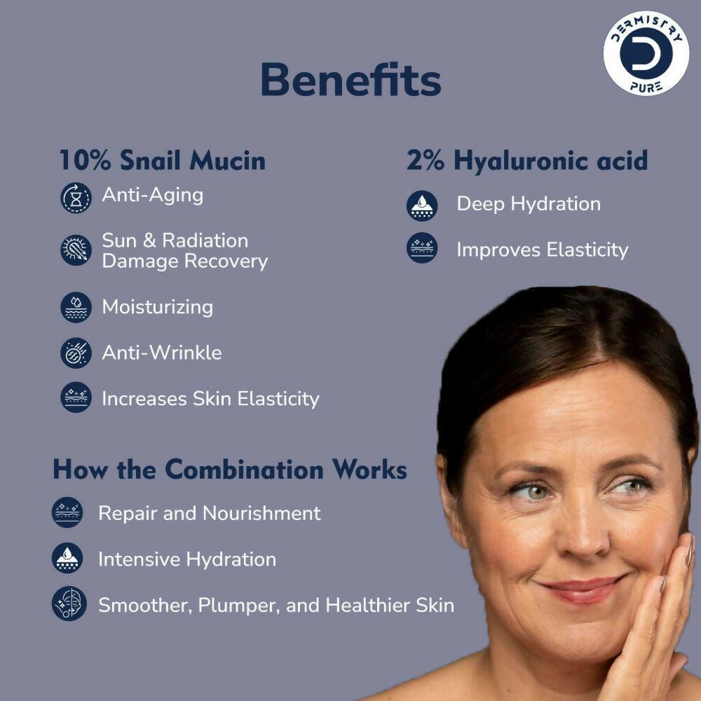 Dermistry Pure 10% Snail Mucin 96 Peptide Anti-Ageing Moisturizer Skin Firming Tightening Face Serum
