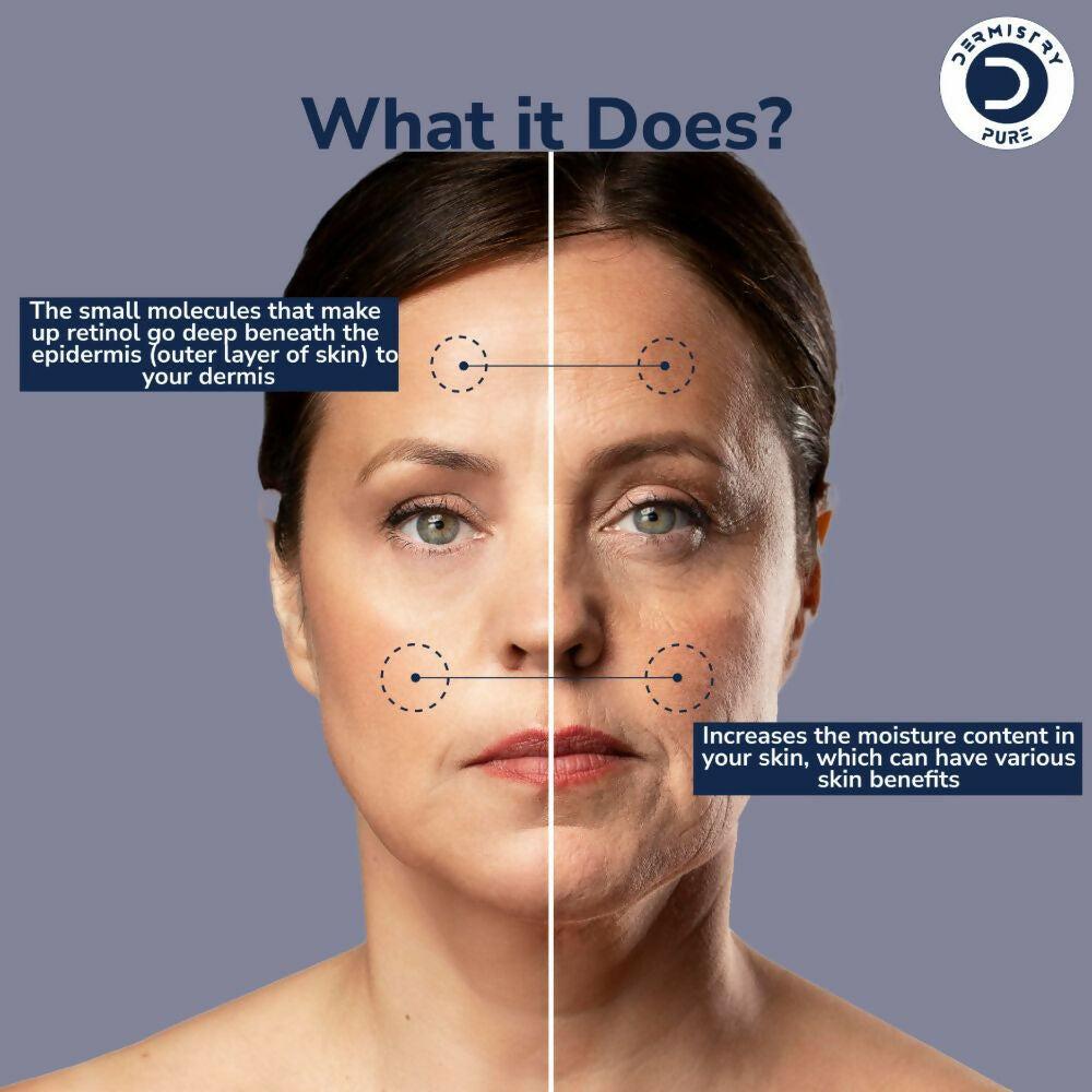 Dermistry Pure 1% Retinol 2% Hyaluronic Acid Anti Aging Moisturizer Face Serum Fine Lines & Wrinkles