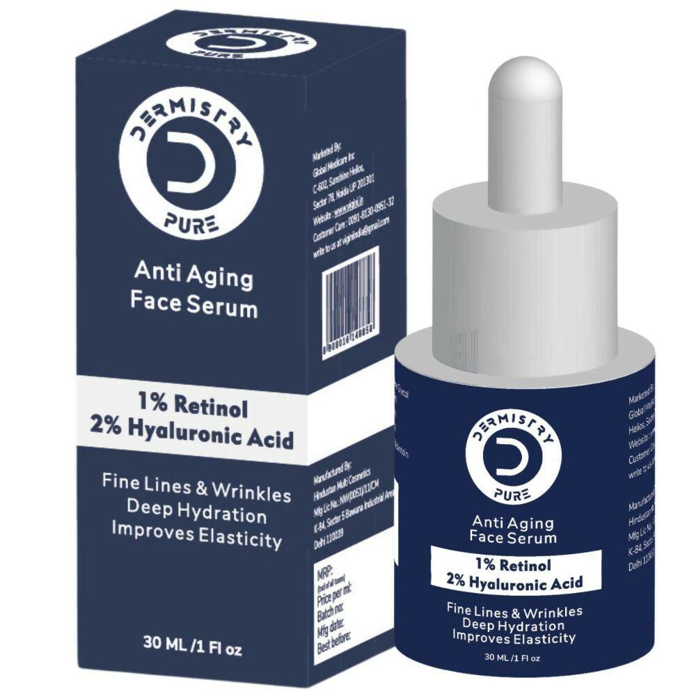 Dermistry Pure 1% Retinol 2% Hyaluronic Acid Anti Aging Moisturizer Face Serum Fine Lines & Wrinkles