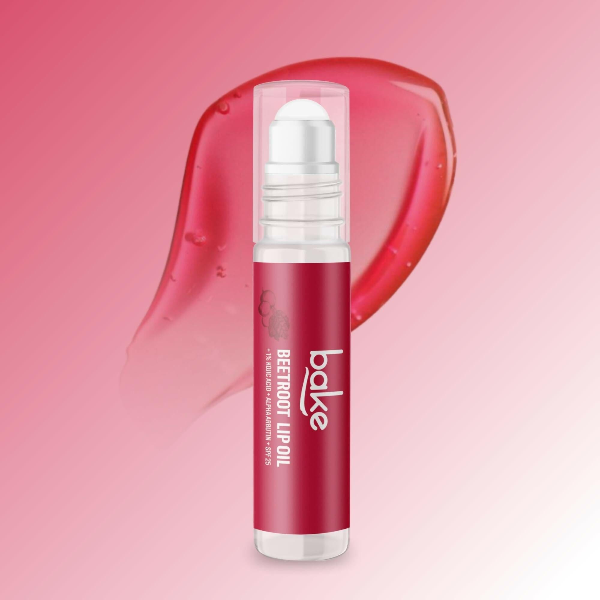 Bake 1% Kojic Acid Beetroot Tinted Lip Balm Oil for Dark & Pigmented Lips with SPF 25 & Alpha Arbutin