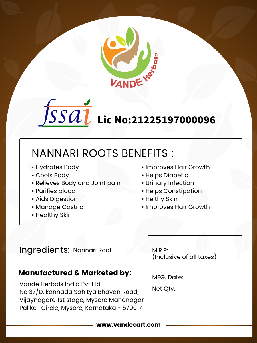 Nannari Root Powder 100g | Vande Herbals