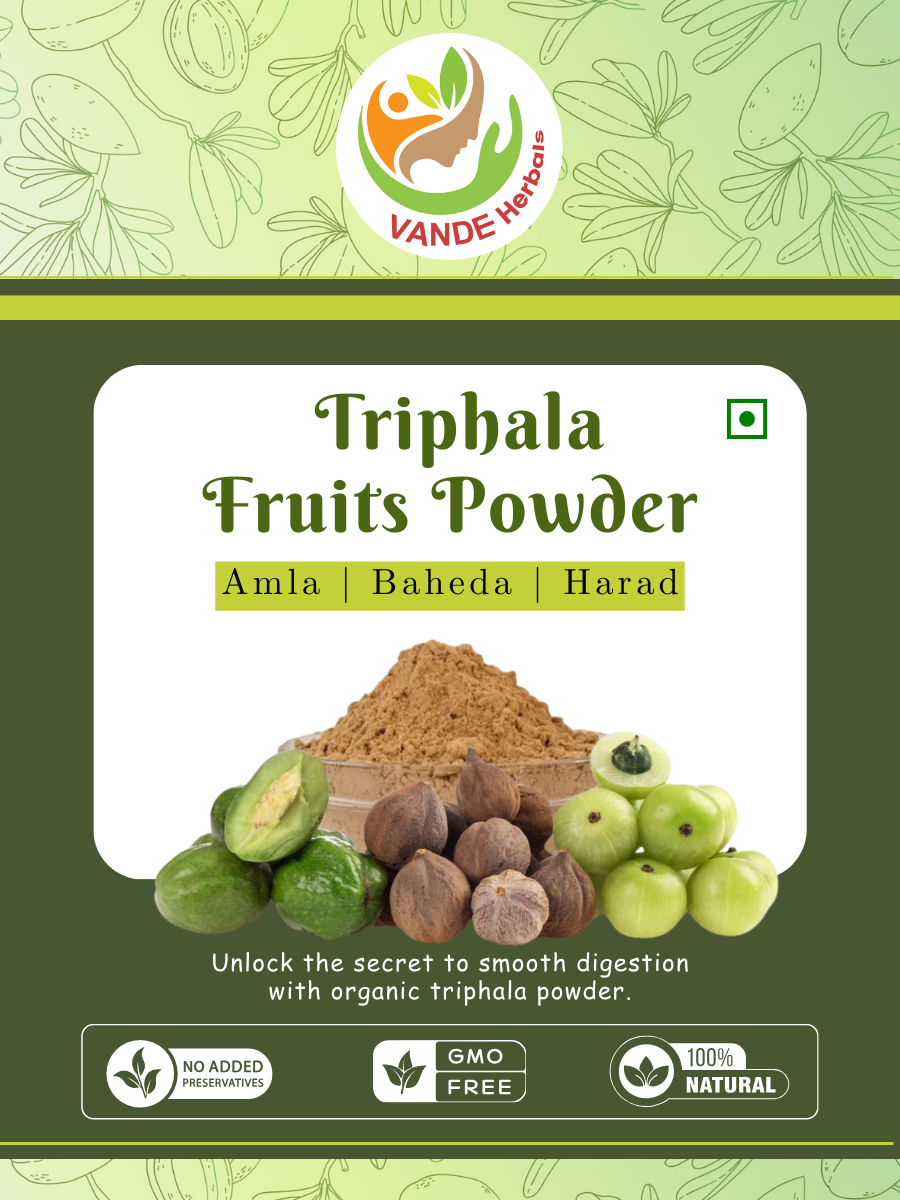Triphala Fruits Powder 100 Grams & 500 gms| Vande Herbals| Jaivik Bharat Certified | Triphala Churn | Helps Relieve Constipation | Non-GMO | No Added Preservative (Copy)