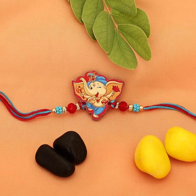 Riddhika Ventures Stylish Kids Rakhi Bracelet (Set of 2) with Roli Chawal and Greeting Card (P11P12)