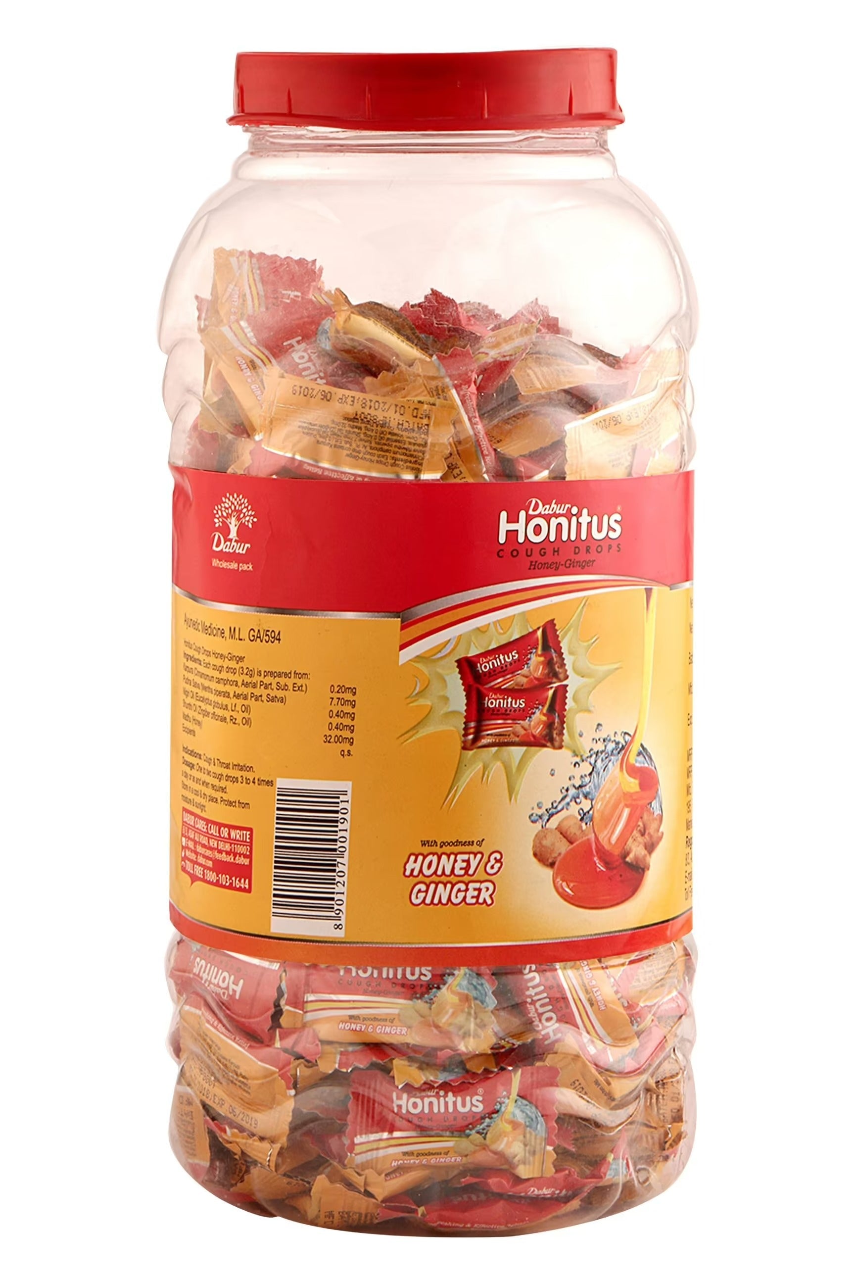 Dabur Honitus Lozenges Jar - 300 Count (Honey Ginger)