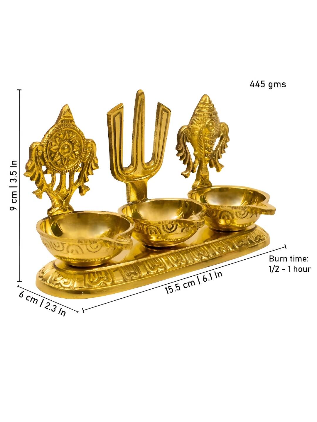 Spillbox Gold-Toned Brass Namah 3 Kuber Diya Pooja Essential