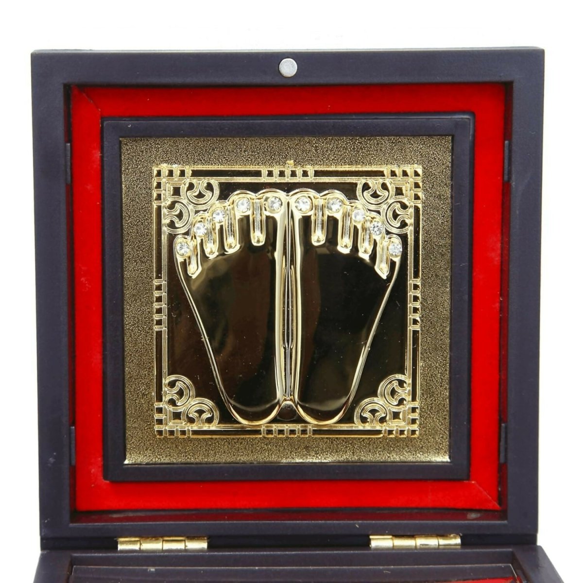 AncientlRam Darbar Pocket Temple Box With Charan Paduka Square Shaped, Gold Plated