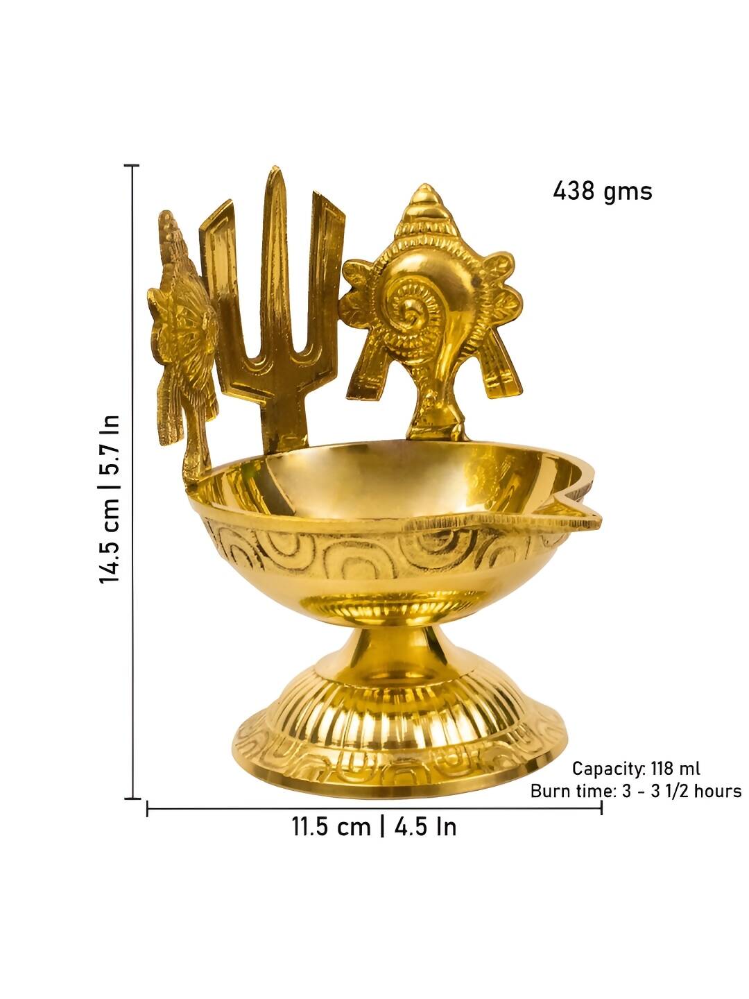 Spillbox Gold-Toned Brass Namah Kuber Diya Pooja Essential