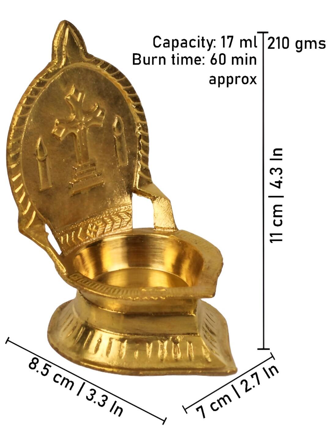 Spillbox Gold-Toned Brass Cross Diya Pooja Essential
