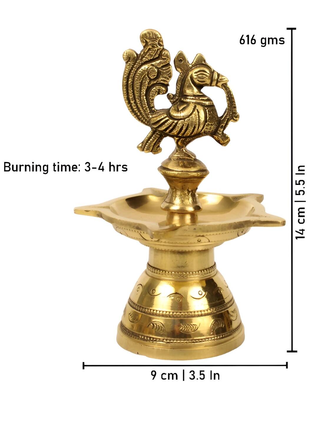Spillbox Gold-Toned Brass Annam Five Face Diya Pooja Essential