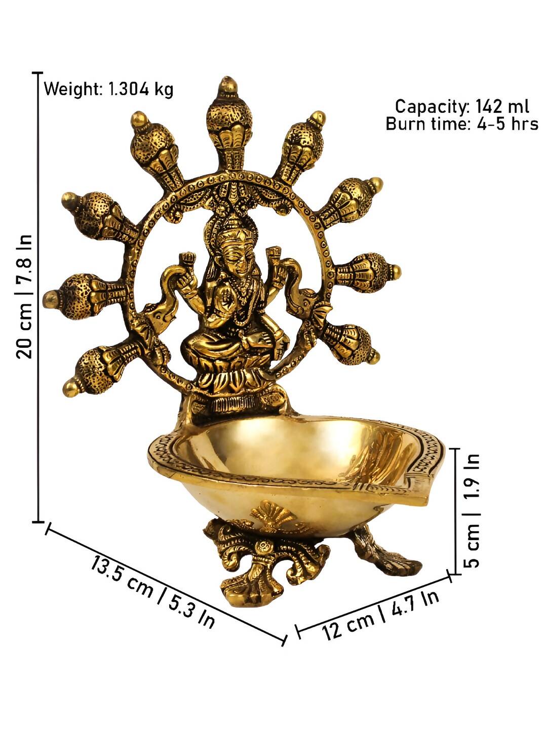 Spillbox Gold-Toned Brass Gajalakshmi Diya Pooja Essential