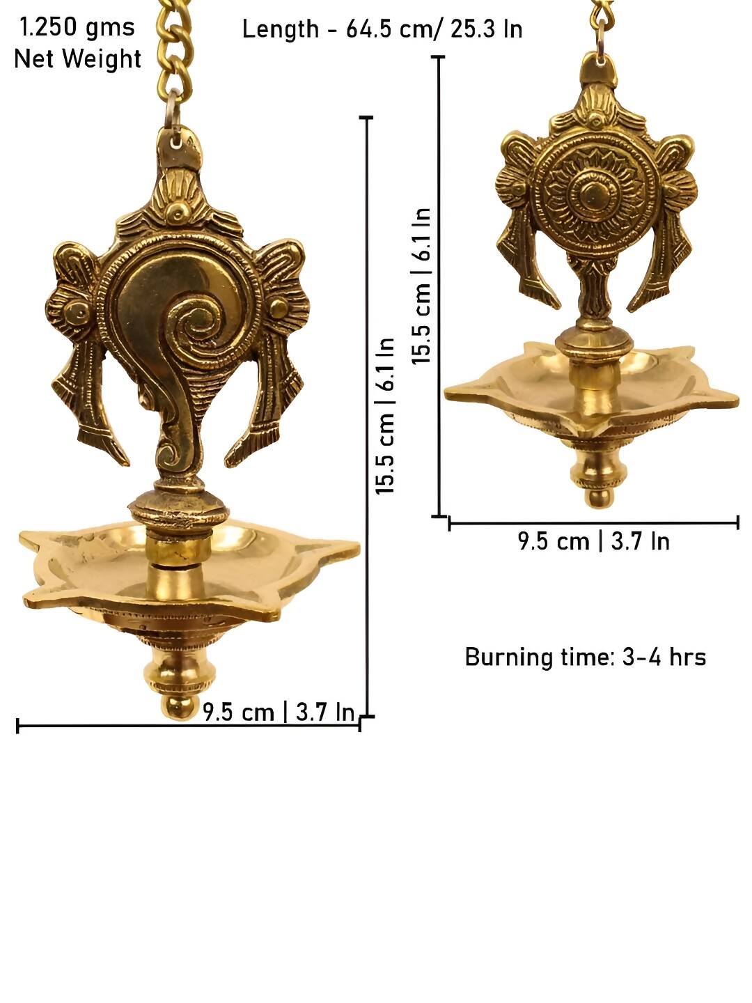 Spillbox Gold-Toned 2 Pieces Brass Shangu Chakra Diyas Wall Hanging Pooja Essentials