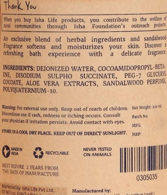 Isha Life Sandalwood Body Cleanser