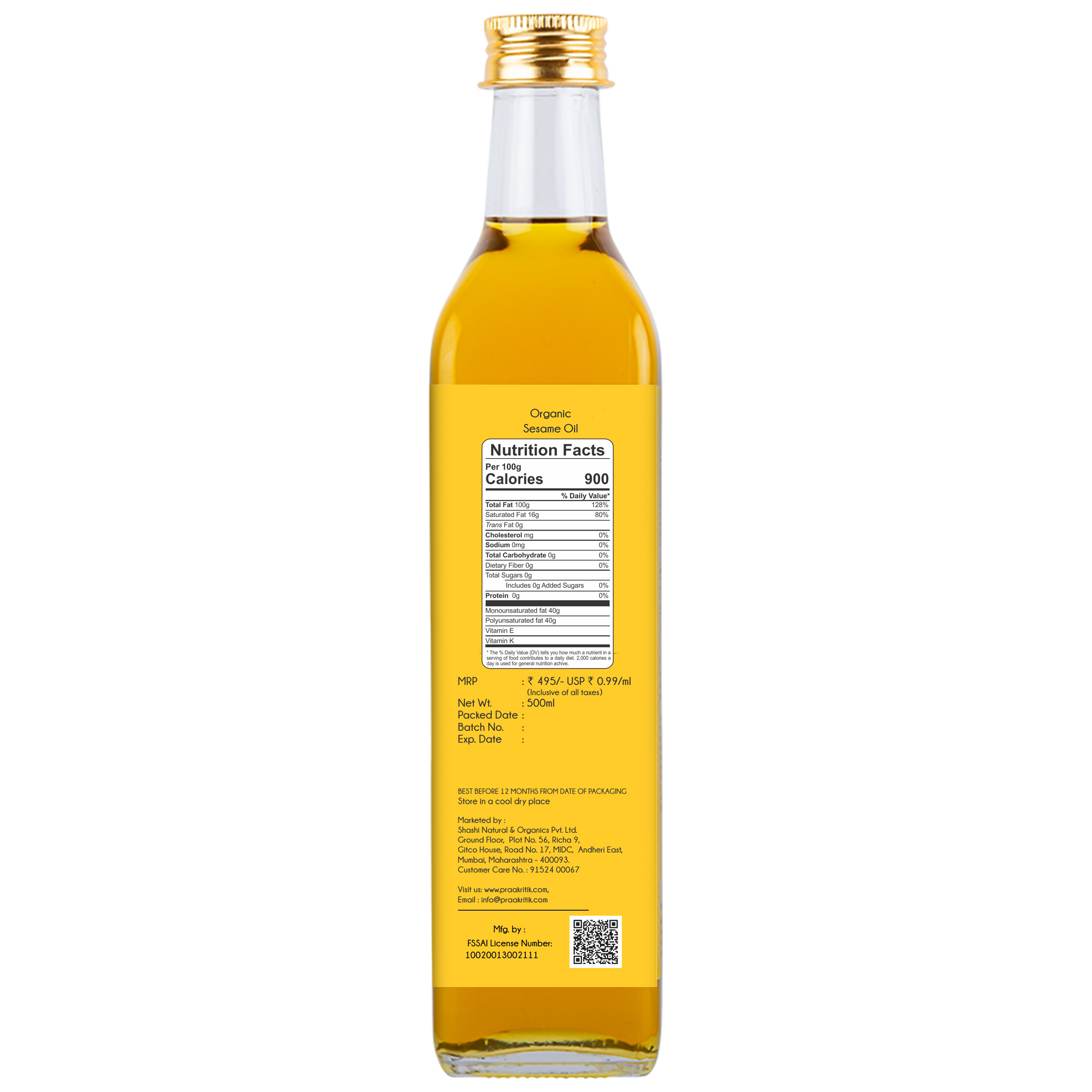 Praakritik Organic Sesame Oil
