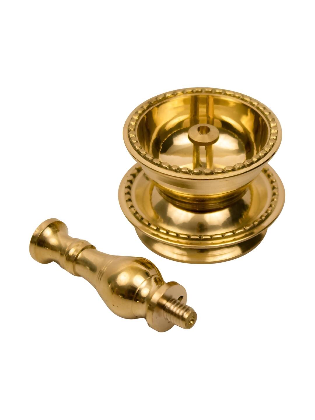 Spillbox Gold-Toned Brass Udupi Nanda Stand Diya Pooja Essential