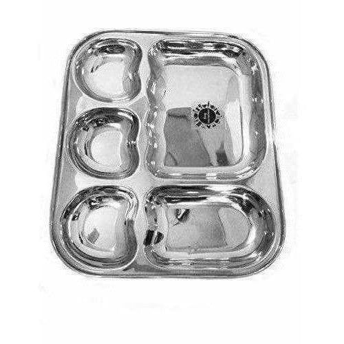 Stainless Steel 5 in 1 Compartment Dinner Plate Set of 2