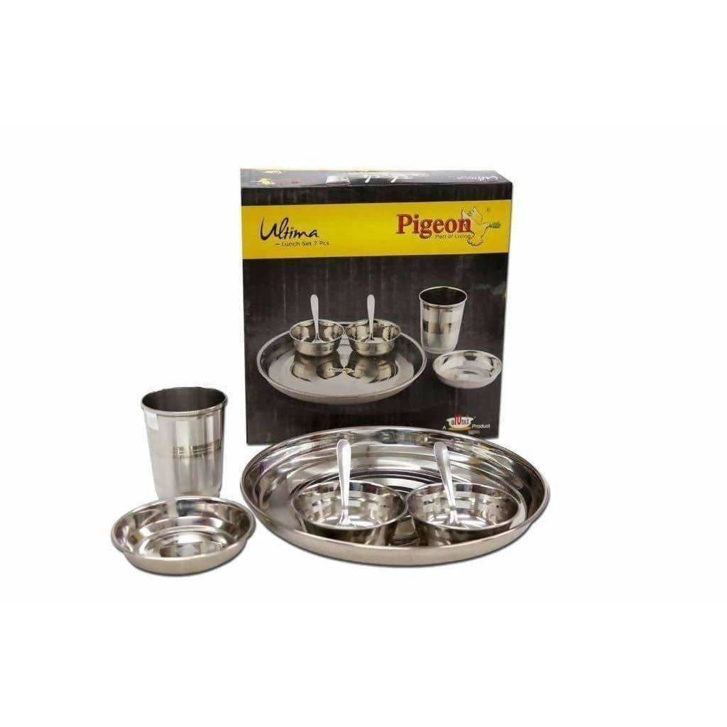 Pigeon Ultimate Lunch Thali Set With Bowls , Glasses and Spoons - 7 Pieces