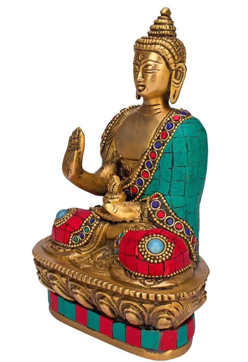 Artvarko Brass Buddha Vitarka Statue Multicolor