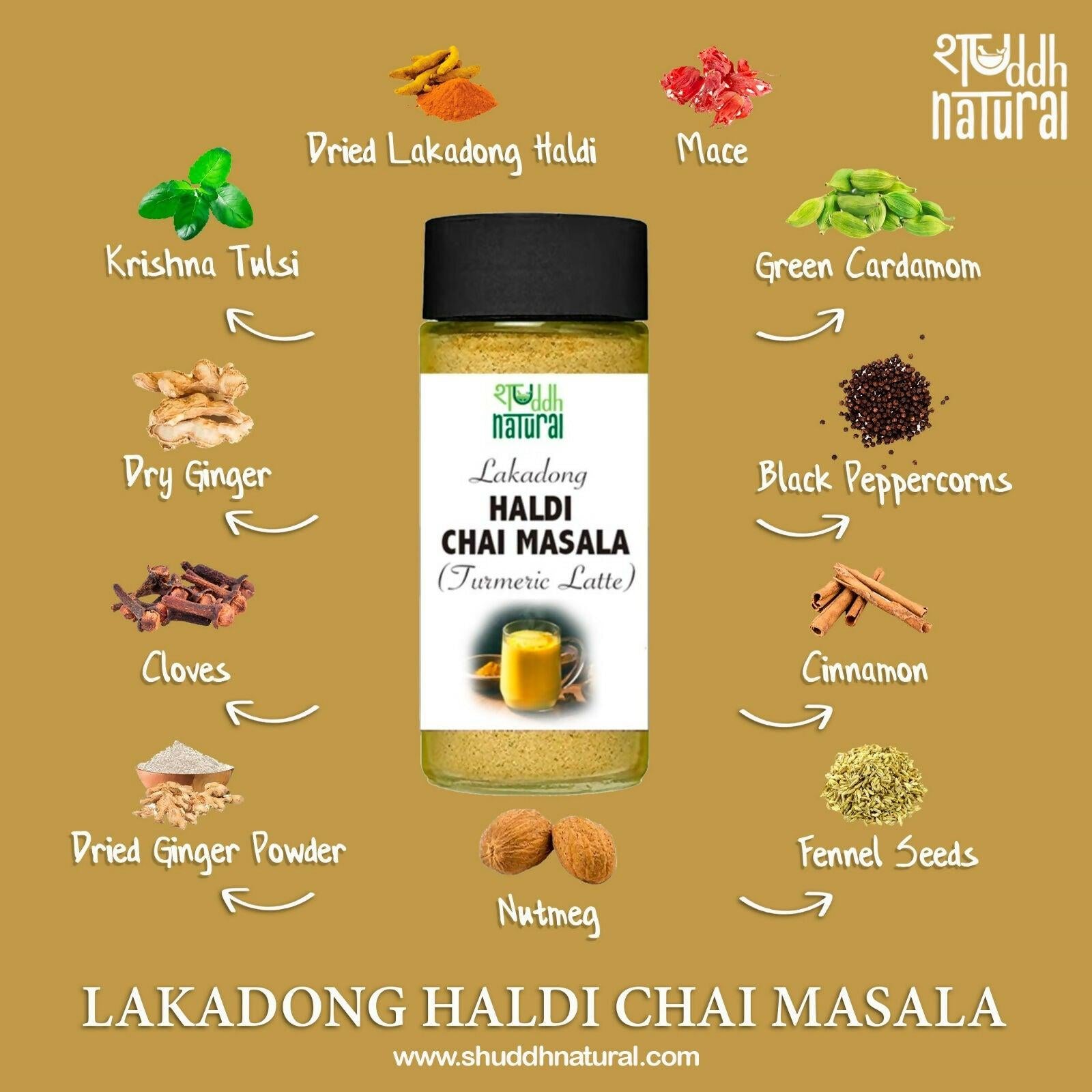 Shuddh Natural Haldi Chai Masala - Goodness of Lakadong Turmeric