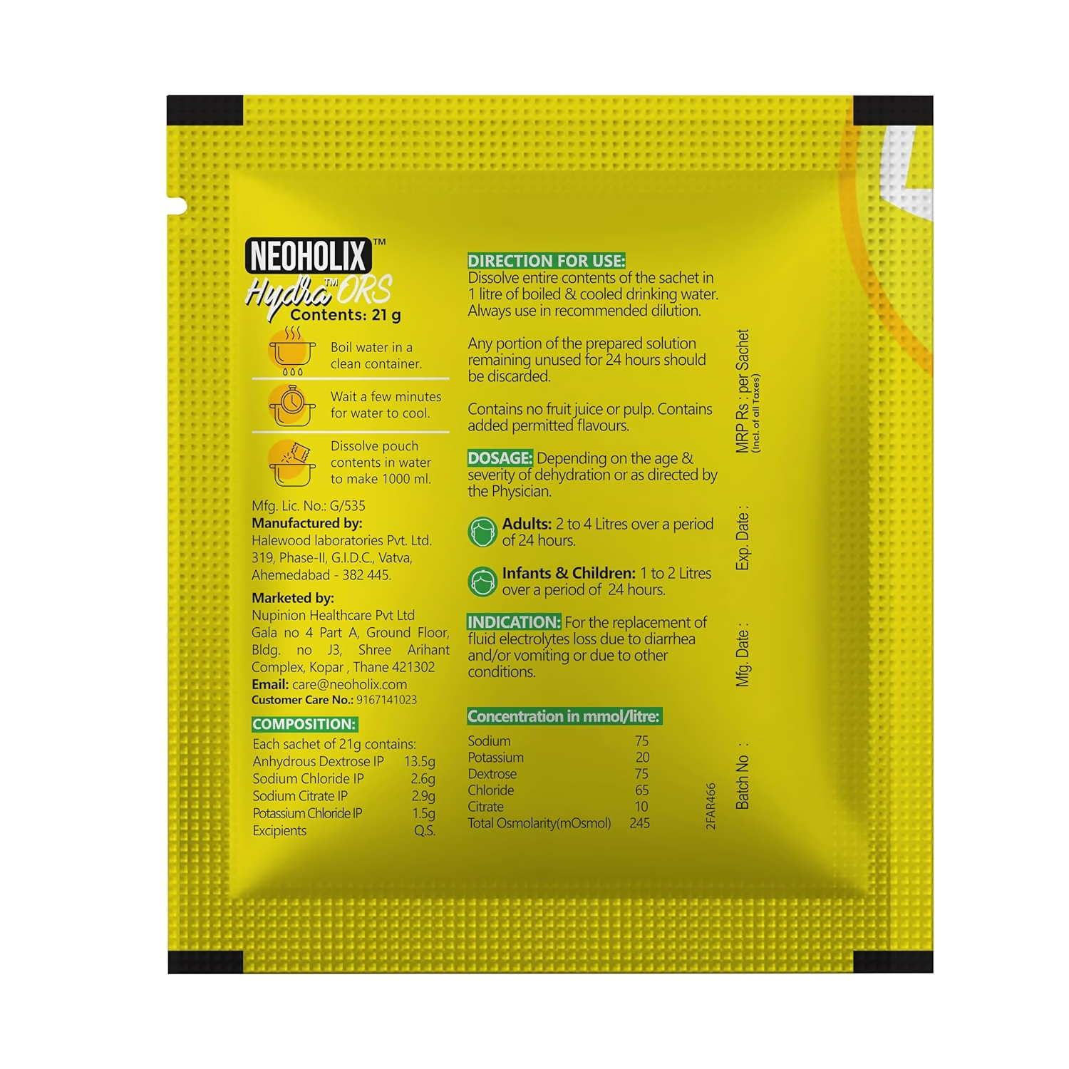 NeoHolix Hydra ORS Sachets Lemon Flavour