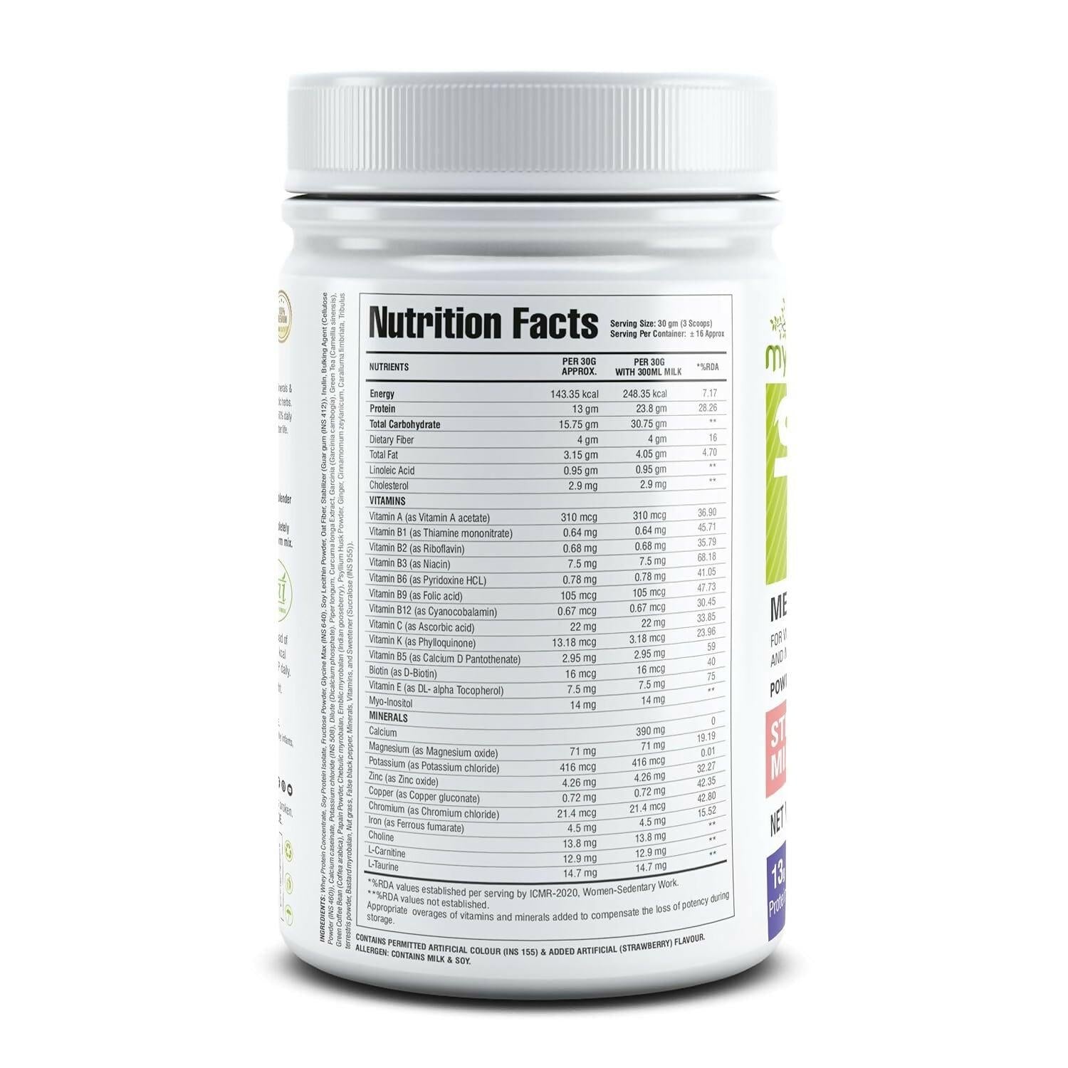 Myherb Slim Up Meal Replacement Shake With 16 Natural Herbal Blend For Men & Women - Strawberry Milk Shake