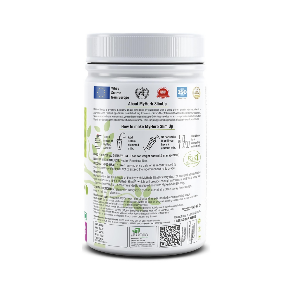 Myherb Slim Up Meal Replacement Shake With 16 Natural Herbal Blend For Men & Women - Strawberry Milk Shake