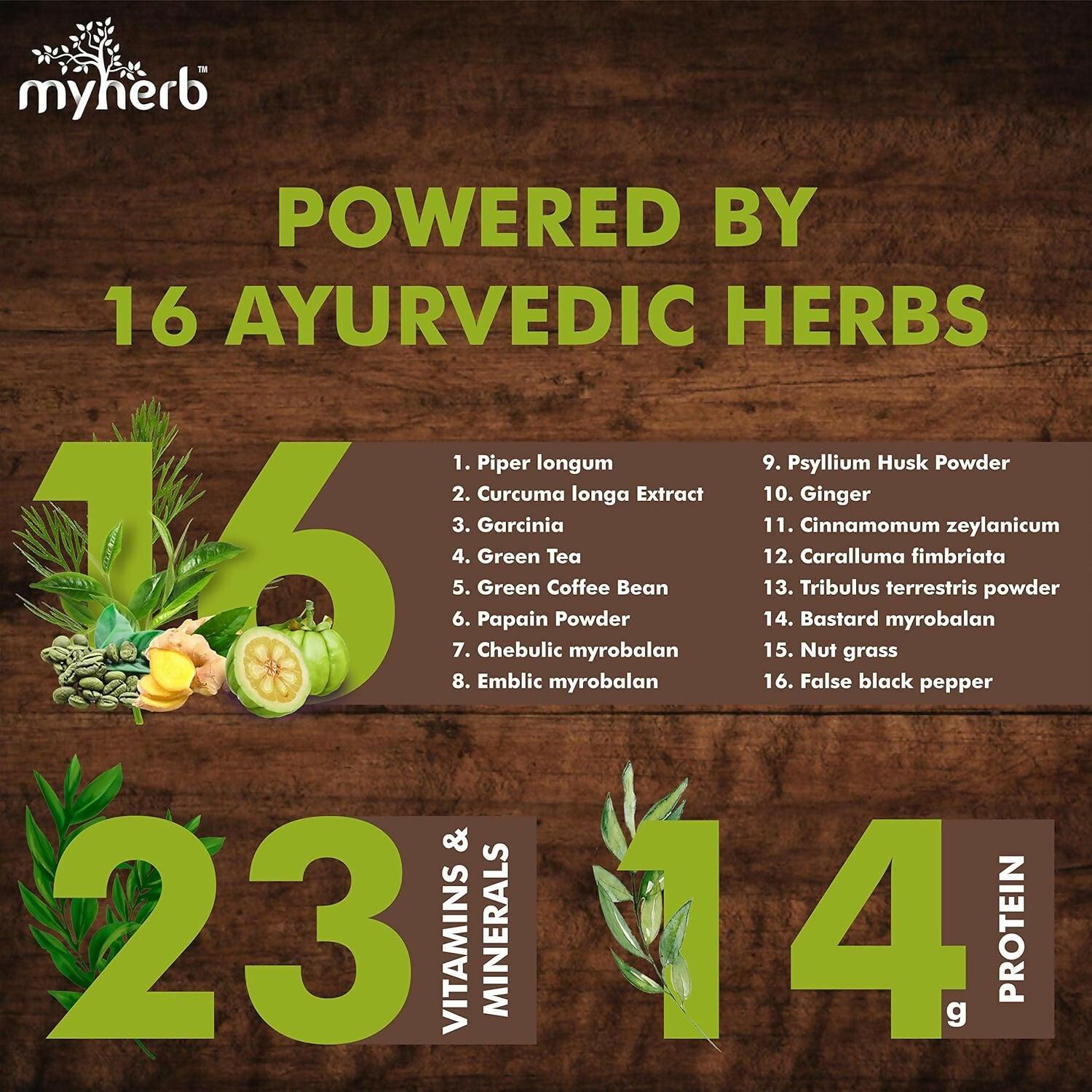 Myherb Slim Up Meal Replacement Shake With 16 Natural Herbal Blend For Men & Women - Chocolate Milk Shake