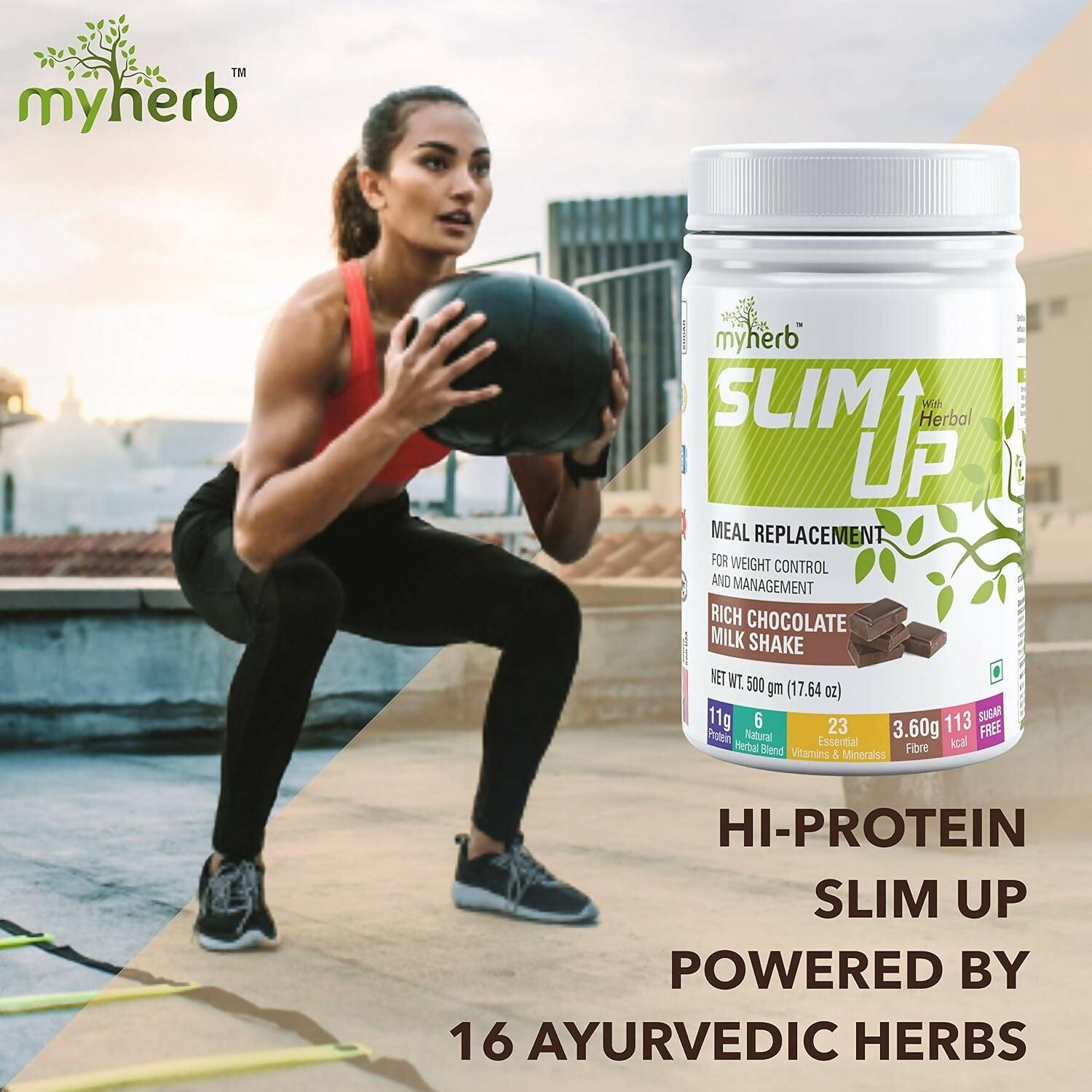 Myherb Slim Up Meal Replacement Shake With 16 Natural Herbal Blend For Men & Women - Chocolate Milk Shake