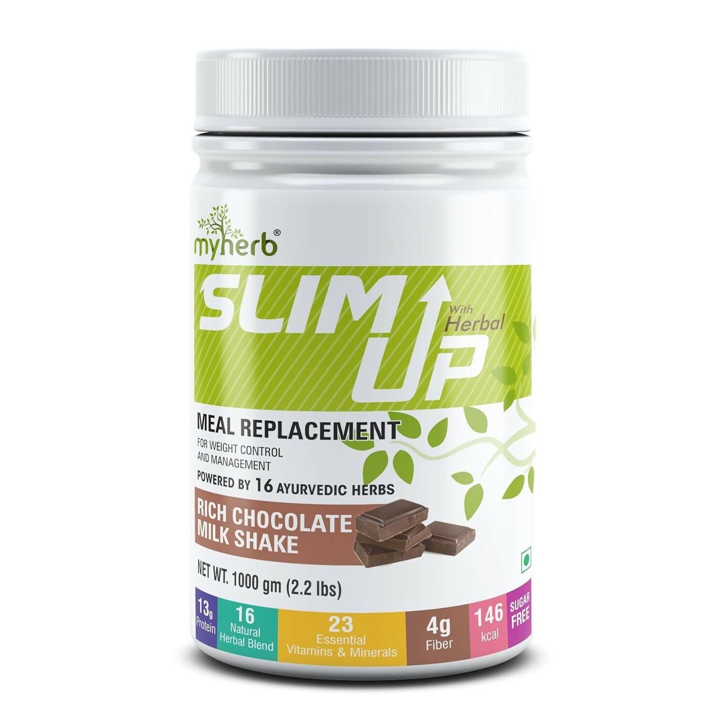 Myherb Slim Up Meal Replacement Shake With 16 Natural Herbal Blend For Men & Women - Chocolate Milk Shake