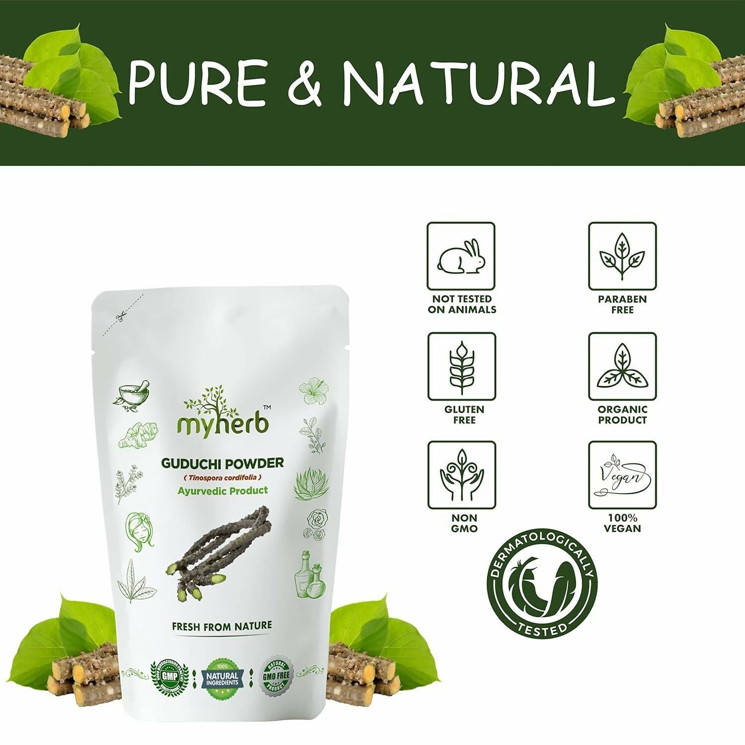 Myherb Natural Organic Guduchi Powder/Giloy Powder