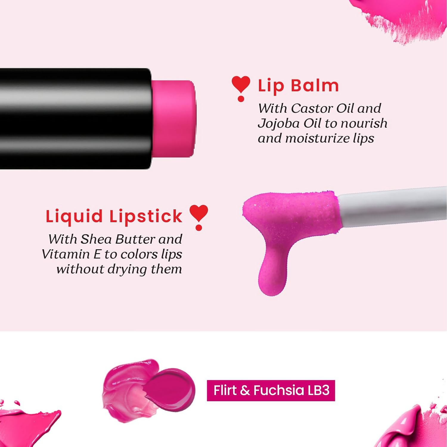 Color Cupid 2 in 1 Tinted Lip Balm + Liquid Lipstick - Flirt & Fuchsia