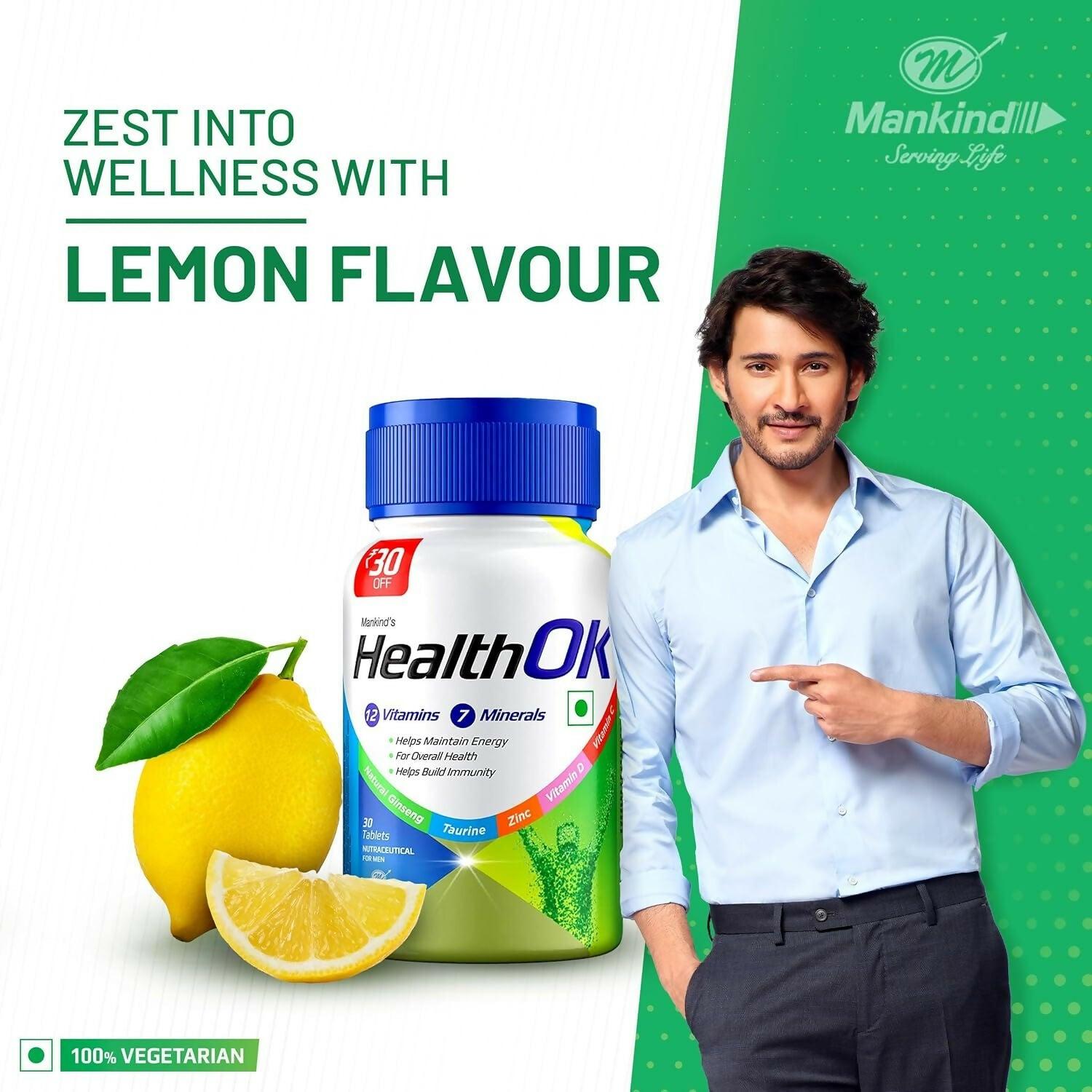 Health OK Multivitamin Tablets For Daily Energy, Vitamin D, C & Overall Health