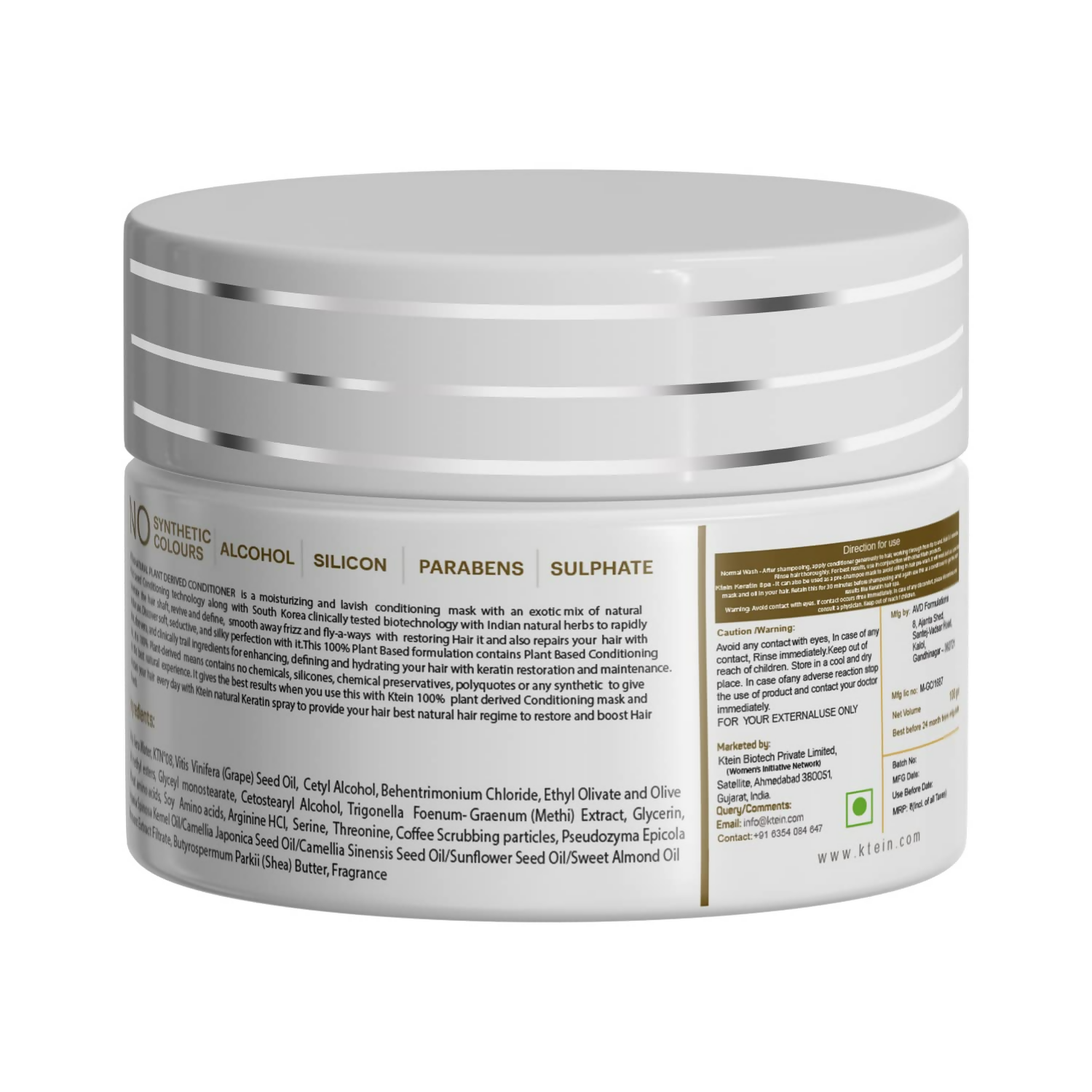 Ktein Natural Chemical Free Plant Derived Conditioning Hair Masks